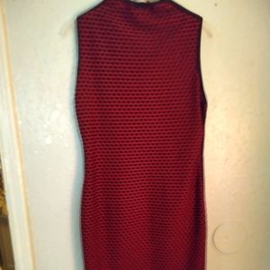 Knee length red and black dress
